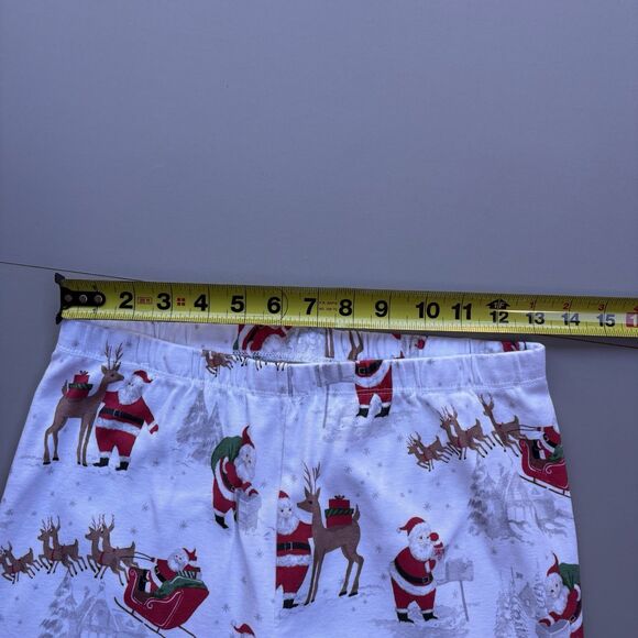 Pottery Barn Women M Organic Cotton White Heritage Santa Christmas Pajama Set - Picture 10 of 16